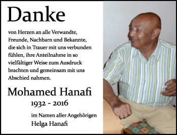 Traueranzeige von Mohamed Hanafi von Trauerportal Echo Online