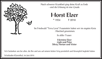 Traueranzeige von Horst Elzer von  Wiesbaden komplett