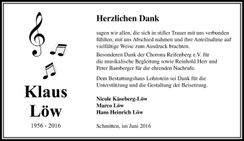 Traueranzeige von Klaus Löw von  Usinger Anzeiger