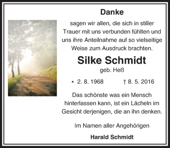 Traueranzeige von Silke Schmidt von Trauerportal Echo Online