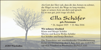 Traueranzeige von Ella Schäfer von  Wiesbaden komplett