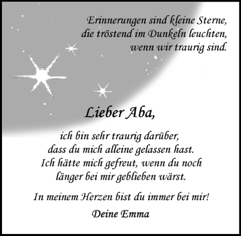 Traueranzeige von Aba  von Trauerportal Echo Online