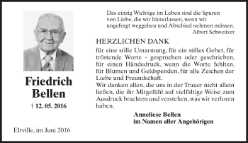 Traueranzeige von Friedrich Bellen von  Wiesbaden komplett