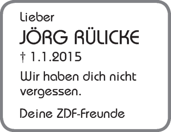 Traueranzeige von Jörg Rülicke von  Allgemeine Zeitung Mainz