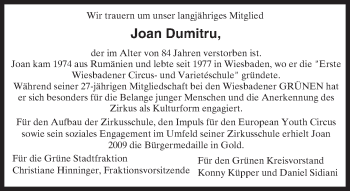 Traueranzeige von Joan Dumitru von  Wiesbaden komplett