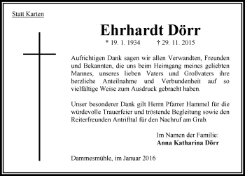 Traueranzeige von Ehrhardt Dörr von VRM Trauer