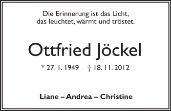 Traueranzeige von Ottfried Jöckel von VRM Trauer