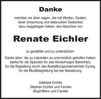 Traueranzeige von Renate Eichler von  Wiesbaden komplett
