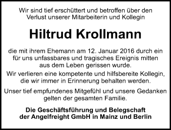Traueranzeige von Hiltrud Krollmann von trauer.rmp.de