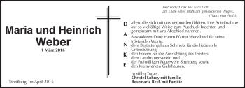 Traueranzeige von Maria und Heinrich Weber von  GT am Sonntag
