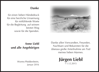 Traueranzeige von Jürgen Liebl von  Wormser Zeitung