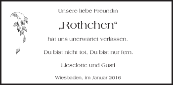Traueranzeige von Rothchen  von  Wiesbaden komplett