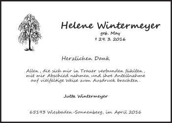 Traueranzeige von Helene Wintermeyer von  Wiesbaden komplett
