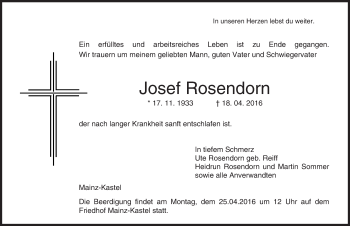 Traueranzeige von Josef Rosendorn von  Wiesbaden komplett