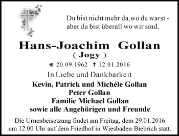 Traueranzeige von Hans-Joachim Gollan von  Wiesbaden komplett