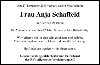 Traueranzeige von Anja Schaffeld von trauer.rmp.de