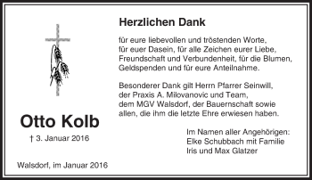 Traueranzeige von Otto Kolb von  Camberger Anzeiger