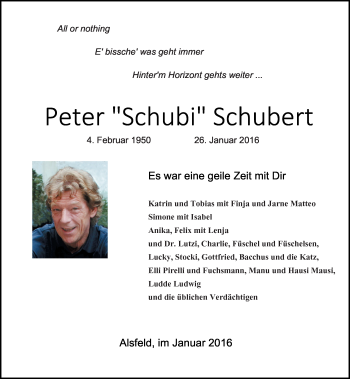Traueranzeige von Peter Schubert von VRM Trauer