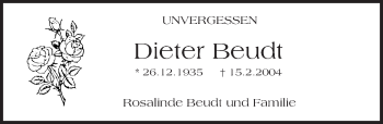 Traueranzeige von Dieter Beudt von  Wiesbaden komplett