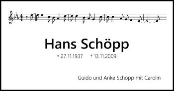 Traueranzeige von Hans Schöpp von  Idsteiner Zeitung