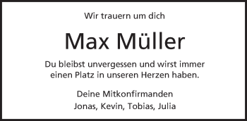 Traueranzeige von Max Müller von  Kreisanzeiger