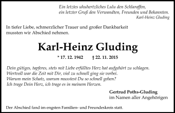 Traueranzeige von Karl-Heinz Gluding von  Wiesbaden komplett