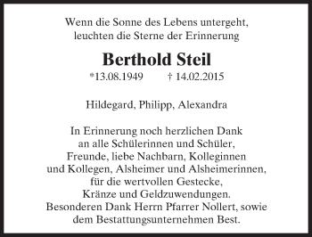Traueranzeige von Berthold Steil von  Wormser Zeitung