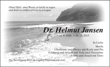 Traueranzeige von Helmut Jansen von  Wiesbaden komplett