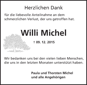 Traueranzeige von Willi Michel von  Mainspitze