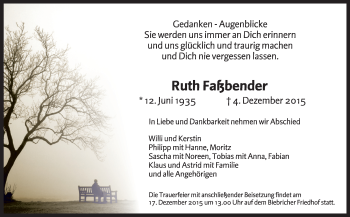 Traueranzeige von Ruth Faßbender von  Wiesbaden komplett