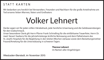 Traueranzeige von Volker Lehnert von  Wiesbaden komplett