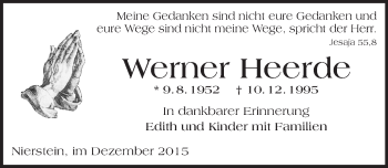 Traueranzeige von Werner Heerde von  Landskrone