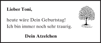 Traueranzeige von Toni  von  WK-UTA/Aar-Bote