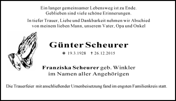 Traueranzeige von Günter Scheurer von  Wiesbaden komplett