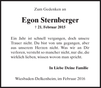 Traueranzeige von Egon Sternberger von  Wiesbaden komplett
