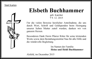 Traueranzeige von Elsbeth Buchhammer von  OK Oberhessen Kurier