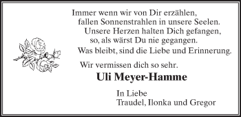 Traueranzeige von Uli Meyer-Hamme von  Idsteiner Zeitung