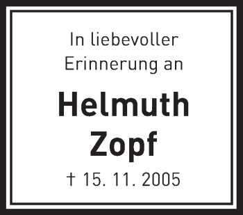 Traueranzeige von Helmuth Zopf von  Usinger Anzeiger