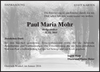 Traueranzeige von Paul Maria Mohr von  Wiesbaden komplett