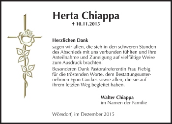 Traueranzeige von Herta Chiappa von  Idsteiner Zeitung