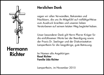 Traueranzeige von Hermann Richter von  Bürstädter Zeitung