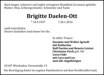 Traueranzeige von Brigitte Daelen-Ott von  Wiesbaden komplett