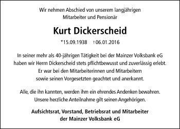 Traueranzeige von Kurt Dickerscheid von trauer.rmp.de