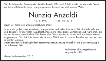 Traueranzeige von Nunzia Anzaldi von  Idsteiner Zeitung