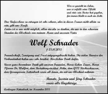 Traueranzeige von Wolf Schrader von  Wiesbaden komplett