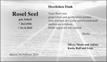 Traueranzeige von Rosel Seel von  Idsteiner Zeitung