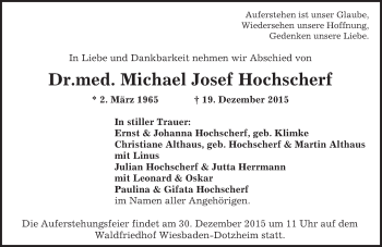 Traueranzeige von Michael Josef Hochscherf von  Wiesbaden komplett