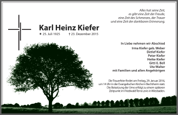 Traueranzeige von Karl Heinz Kiefer von  Wiesbaden komplett