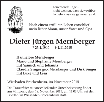Traueranzeige von Dieter Jürgen Mernberger von  Wiesbaden komplett