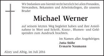 Traueranzeige von Michael Werner von Trauerportal Rhein Main Presse